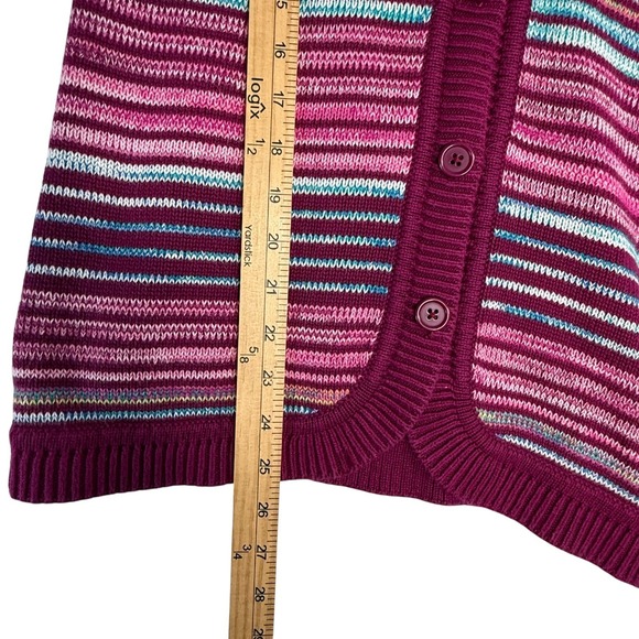 Lands' End Women's Shawl Collar Cardigan M Stripe Knit 100% Cotton Sweater - Picture 8 of 8